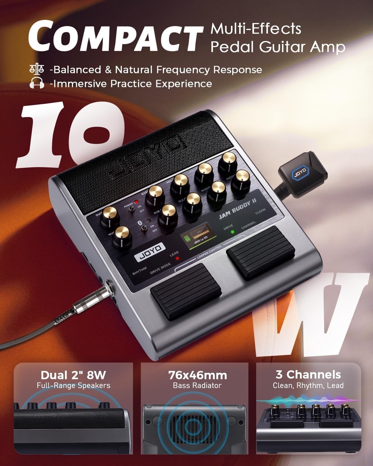 10W Electric Guitar Amp Multi Effects Bluetooth Looper OTG