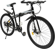 Folding 26" Mountain Bike 21-Speed MTB Disc Brakes Adult Off-Road Cycle