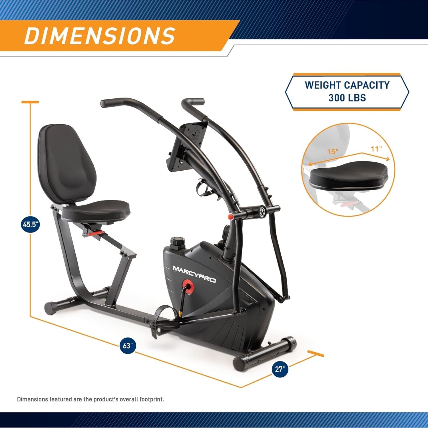 Recumbent Exercise Bike Magnetic Dual Action Arms LCD Adjustable Seat Home Gym