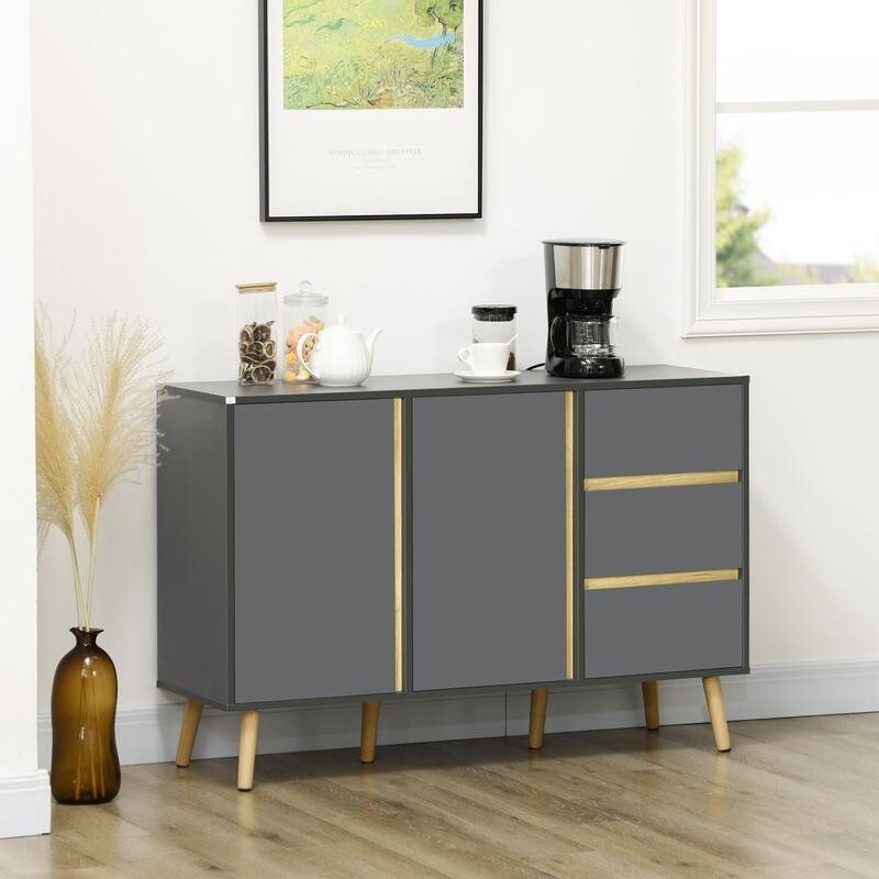 Grey Sideboard Storage Cabinet 3 Drawer 2 Door Cupboard – Hallway Unit