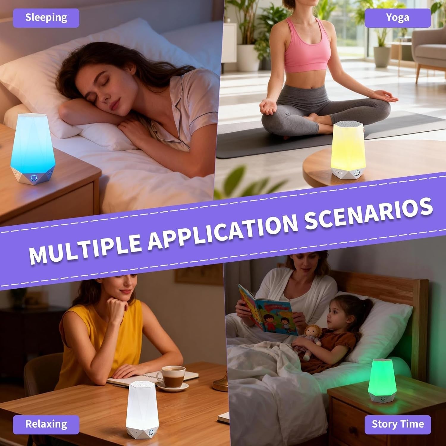 Smart White Noise Machine for Baby & Adults, 32 Sounds, Night Light & App