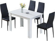 Modern 5-Piece Black Leather Dining Table Set | Space-Saving Kitchen Table