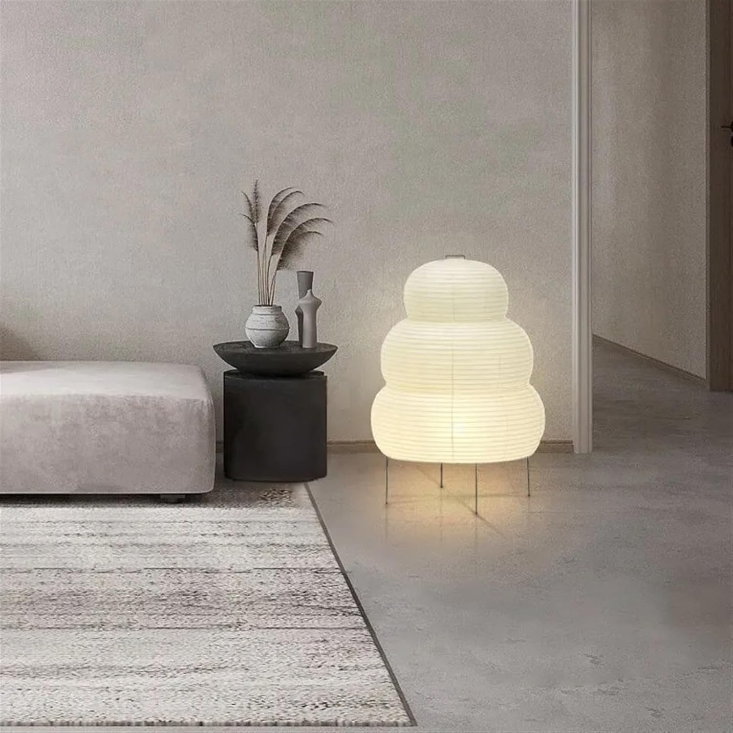 Tripod Floor Lamp Rice Paper Shade Minimalist Bedside Living Room Light