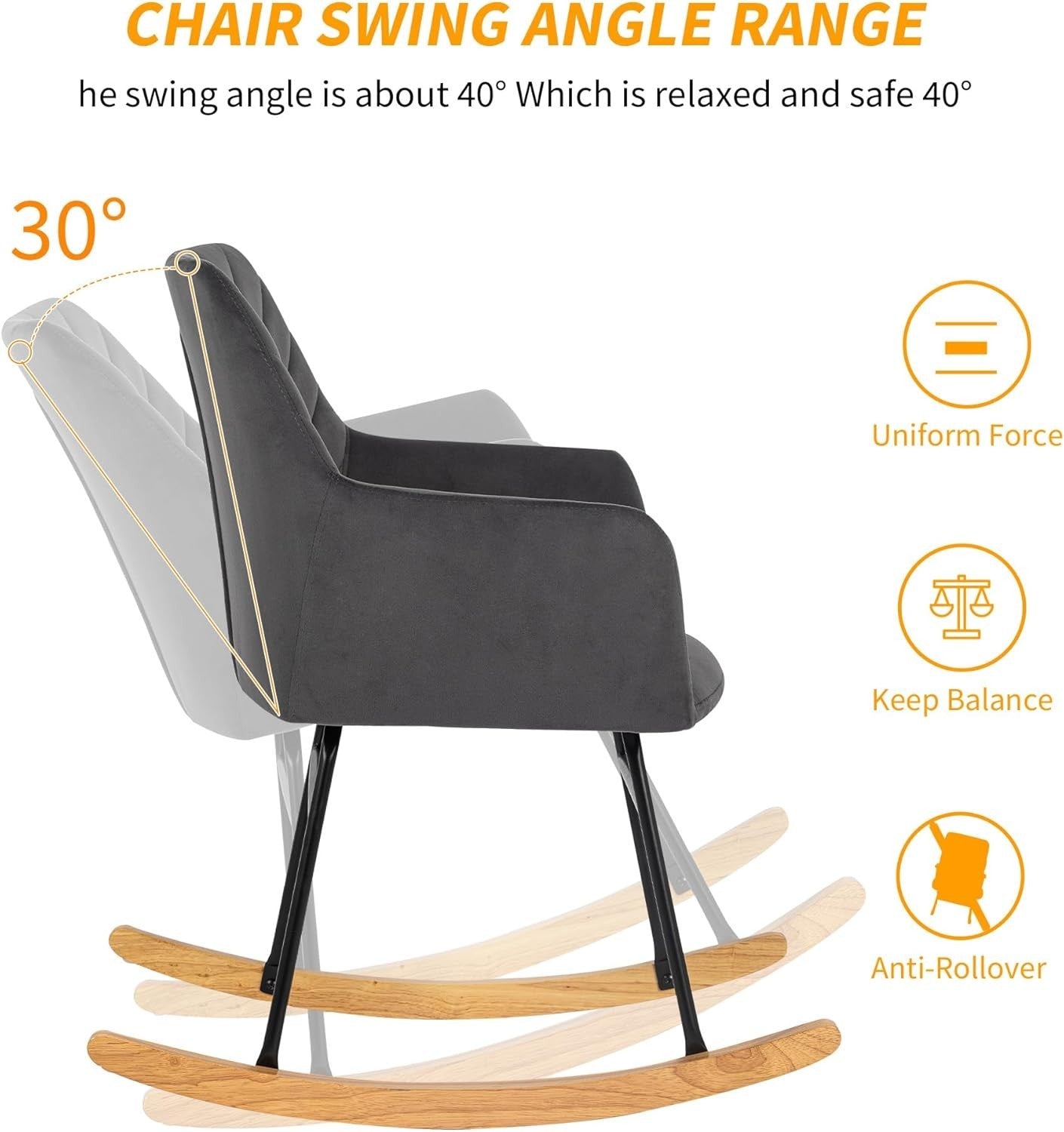 Rocking Armchair with Footstool Soft Padded Recliner Chair for Lounge