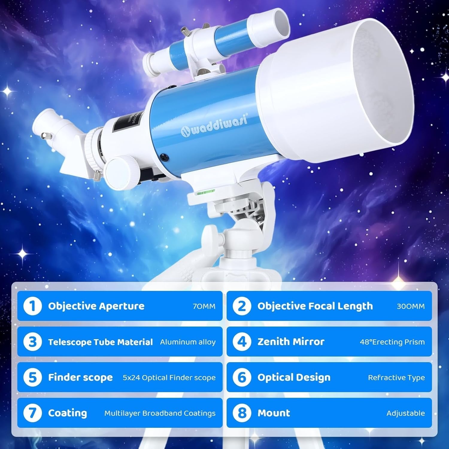 70mm Refractor Telescope for Kids & Beginners with Tripod & Finder
