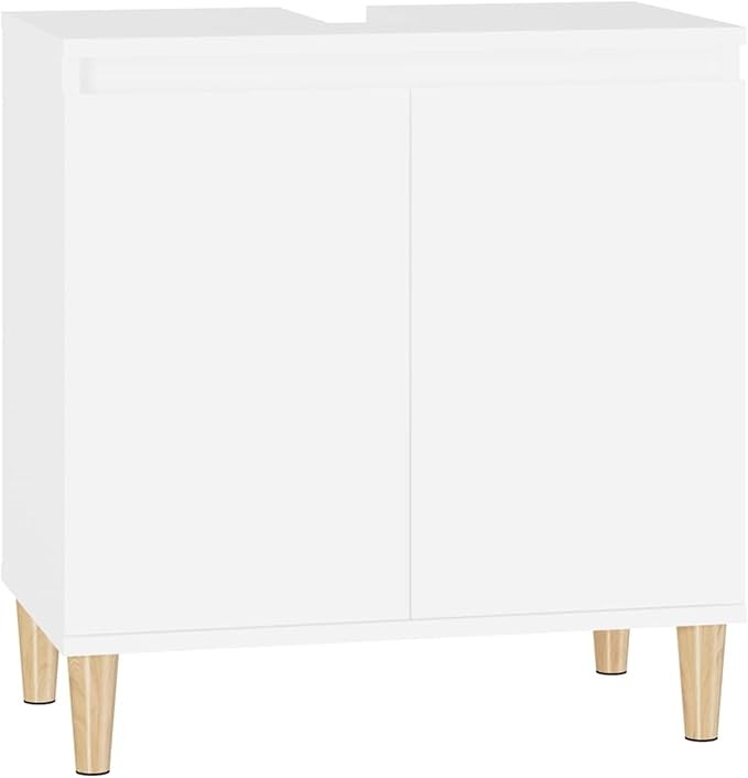 White Bathroom Sink Cabinet Cupboard 58x33x60cm Modern Under Sink Vanity Storage