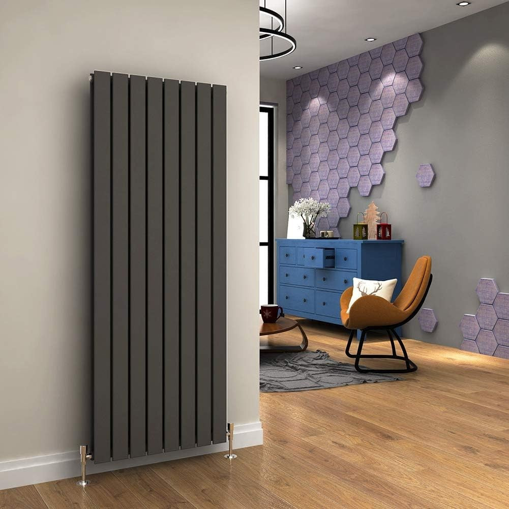 1600 x 608mm Anthracite Vertical Column Radiator, Double Panel, High BTU Output