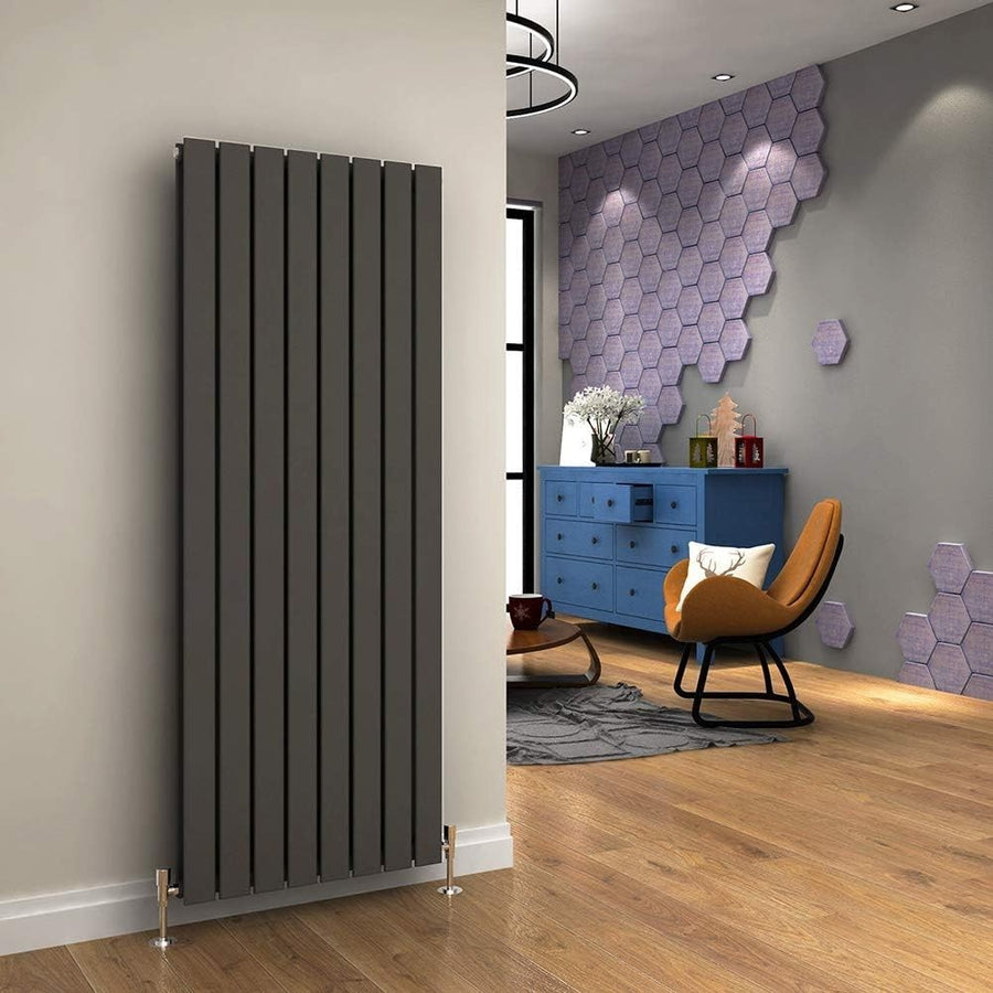 1600 x 608mm Anthracite Vertical Column Radiator, Double Panel, High BTU Output