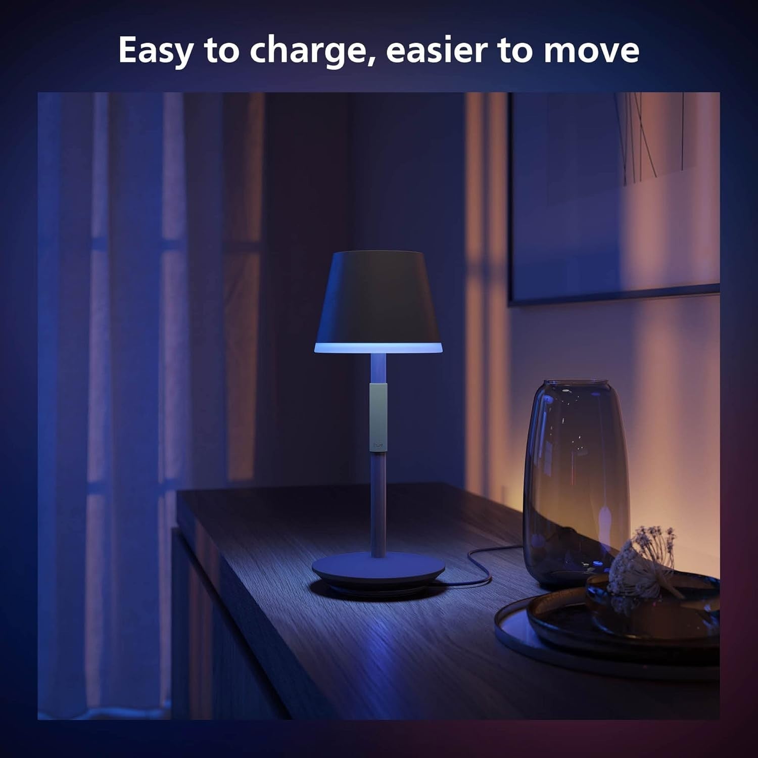 Portable Smart LED Table Lamp with Bluetooth, Rechargeable Battery
