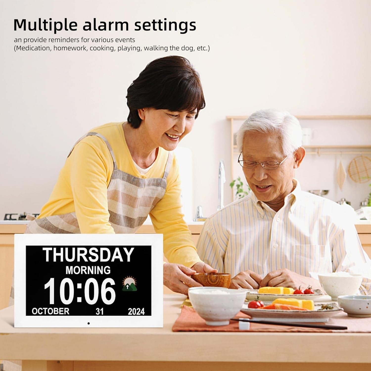 Large Digital Dementia Clock Day Date Time Alarm for Elderly Wall Desk
