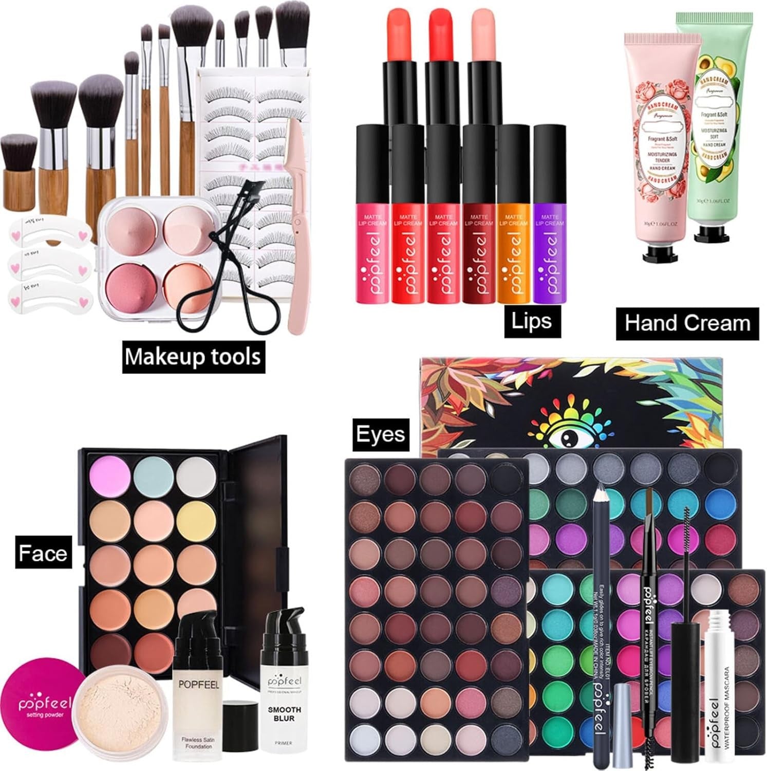 All In One Makeup Kit Gift Set 2 Palette Brushes Lipstick Set