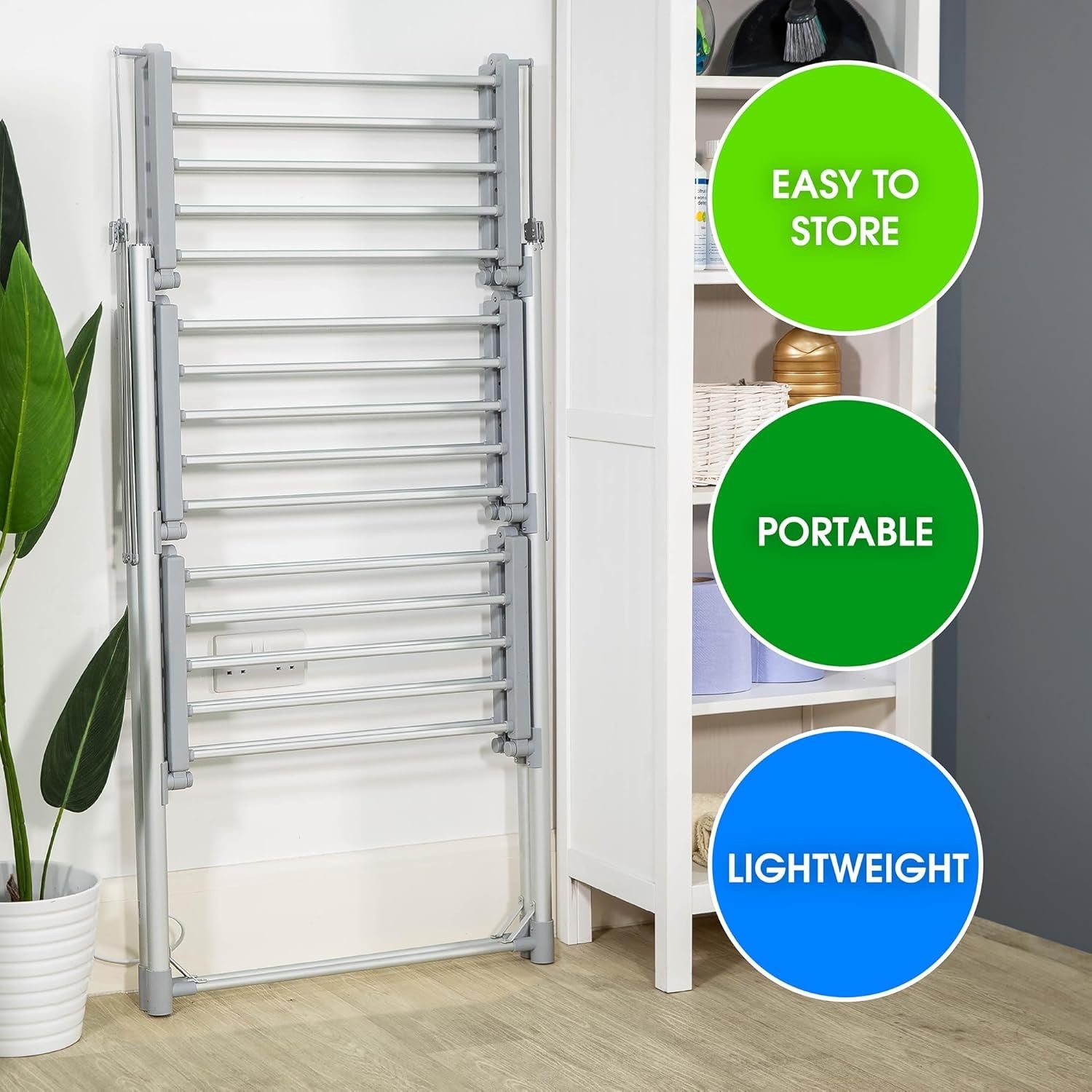 Heated Clothes Airer 3 Tier Electric Folding Drying Rack Indoor Energy Saving