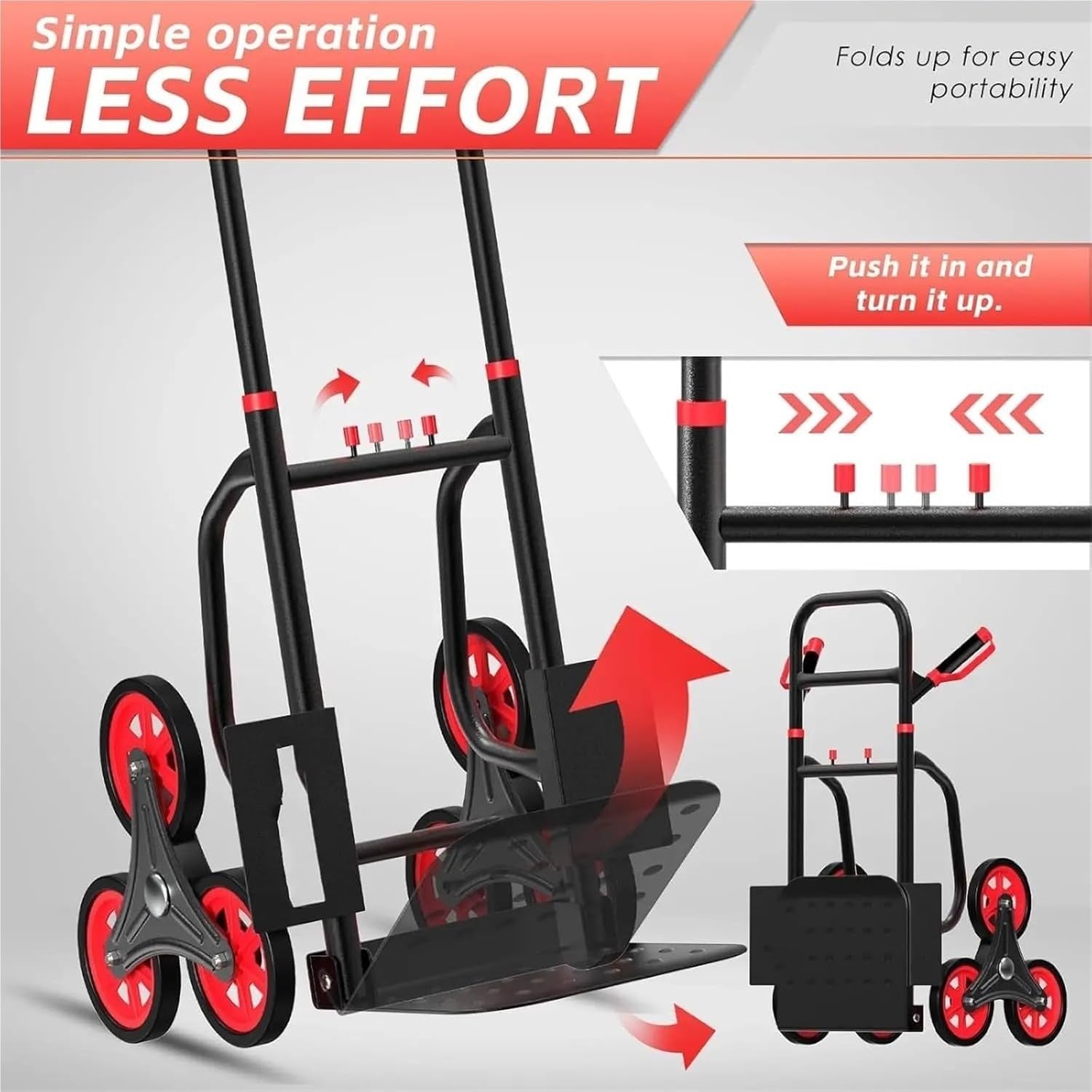 Heavy Duty Stair Climbing Hand Truck 440lb Folding Steel Dolly