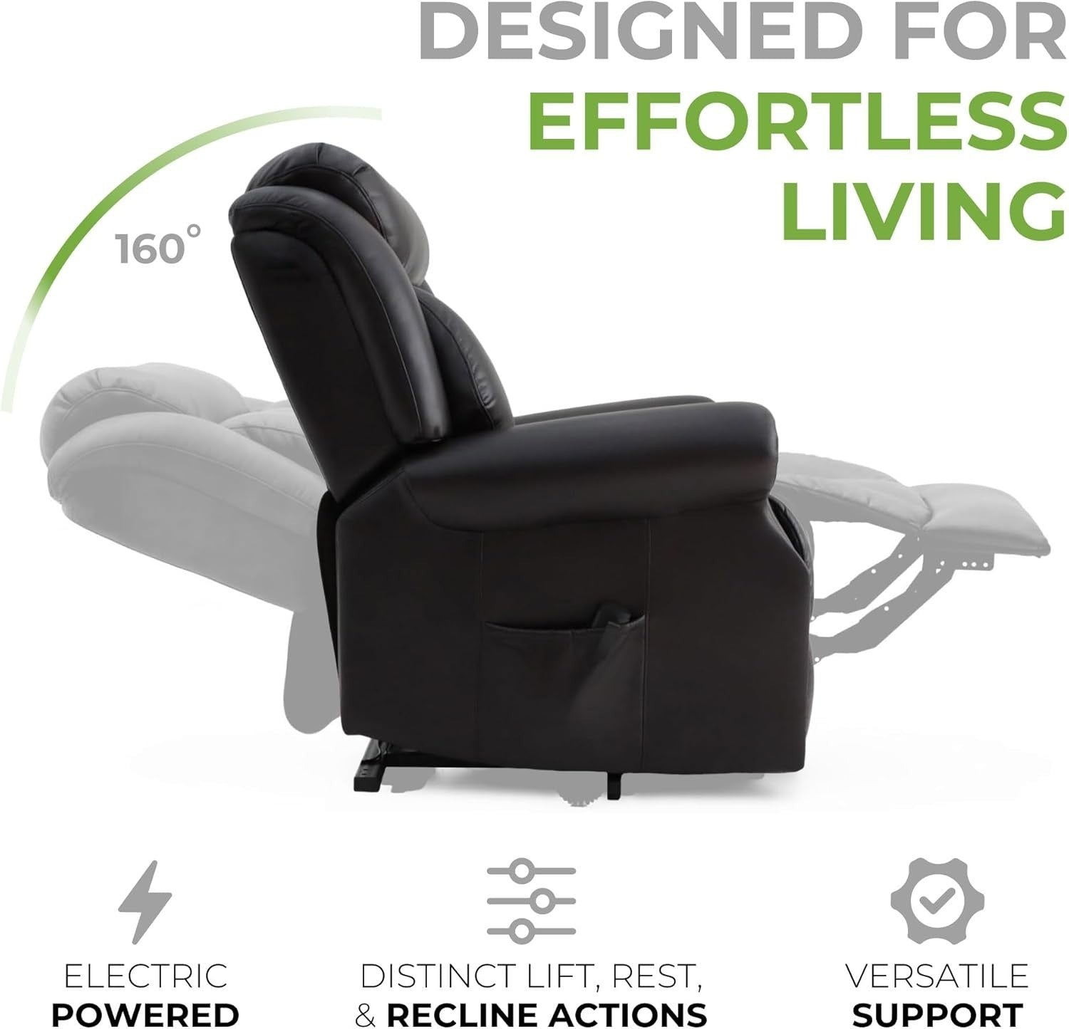 Dual Motor Lift Recliner Chair Heat Massage Leather Riser Mobility Support Brown