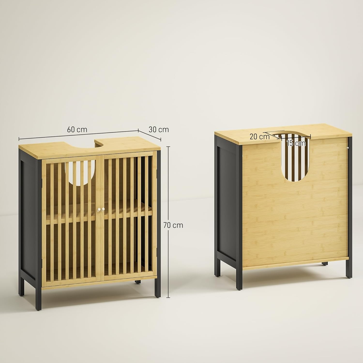 Bamboo Bathroom Sink Cabinet Under Sink Storage Unit with Adjustable Shelf