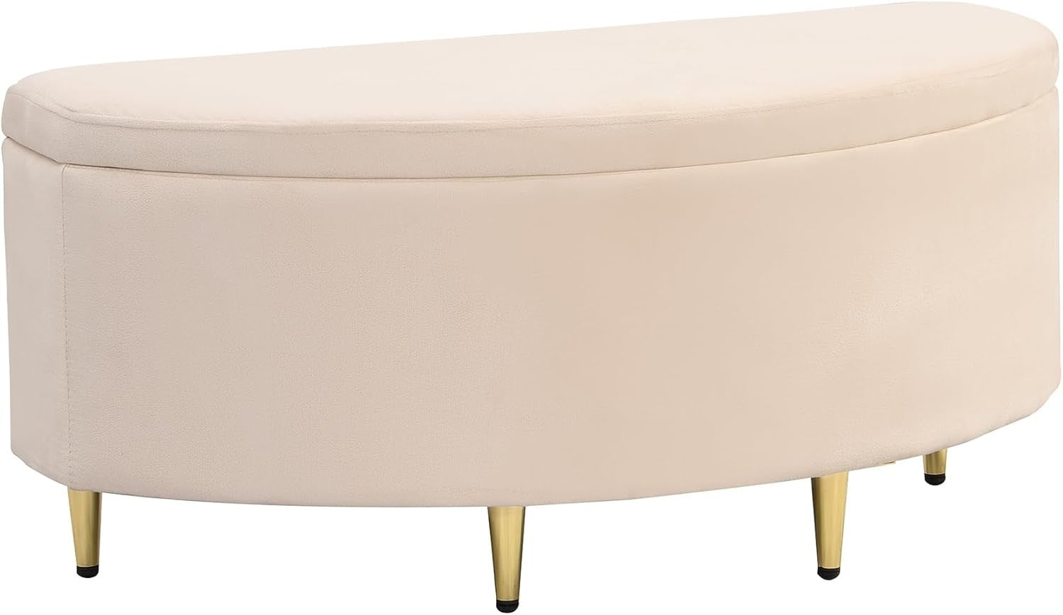 ModernLuxe Ottoman Storage Bench Velvet Footstool with Metal Legs 90x40x42cm