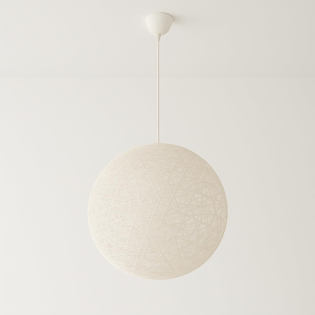 Hand Woven Rattan Ceiling Lampshade 40cm Cream Easy Fit Light Shade