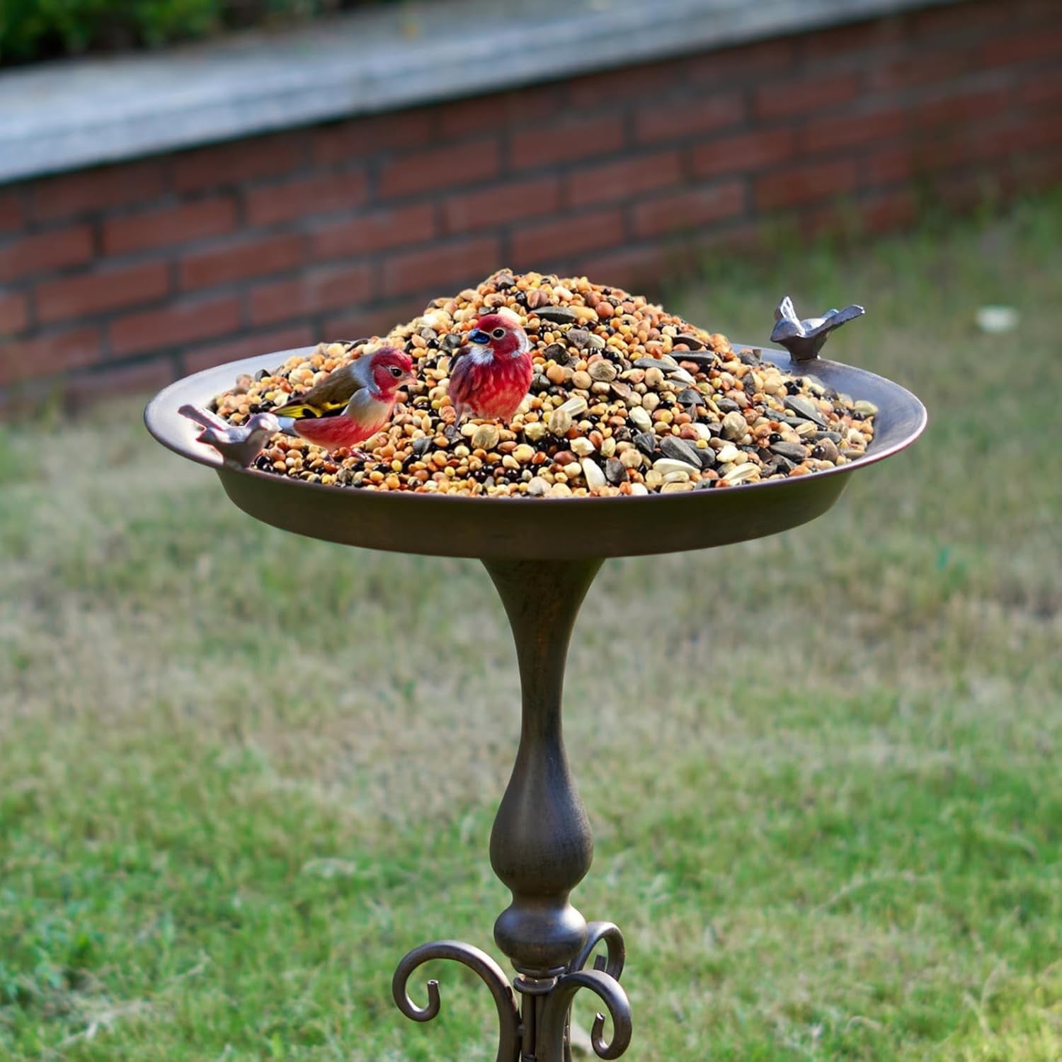 Large Metal Bird Bath 28” Stand | Weatherproof Garden Bird Feeder Decor