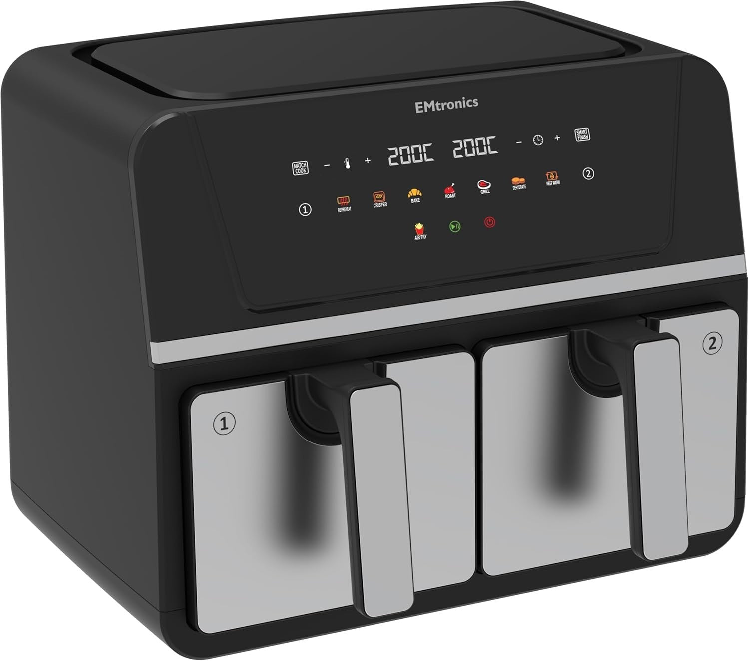 Dual Zone 9L Air Fryer 2400W Family Size | Smart Finish | Healthy Cooking Steel