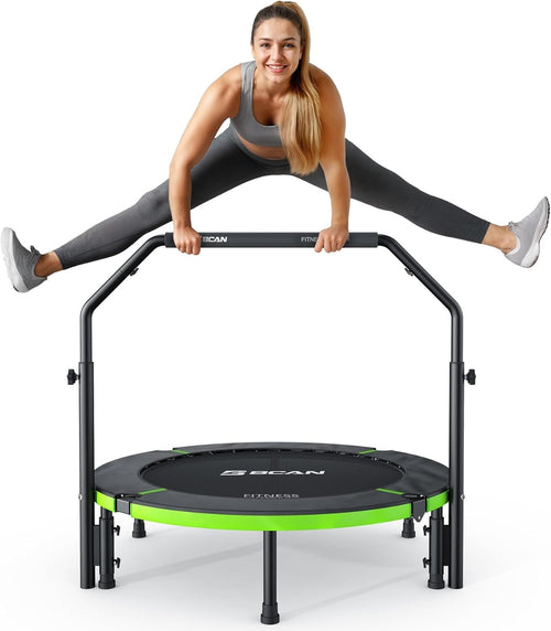 40in Foldable Exercise Rebounder with Adjustable Handle Heavy Duty