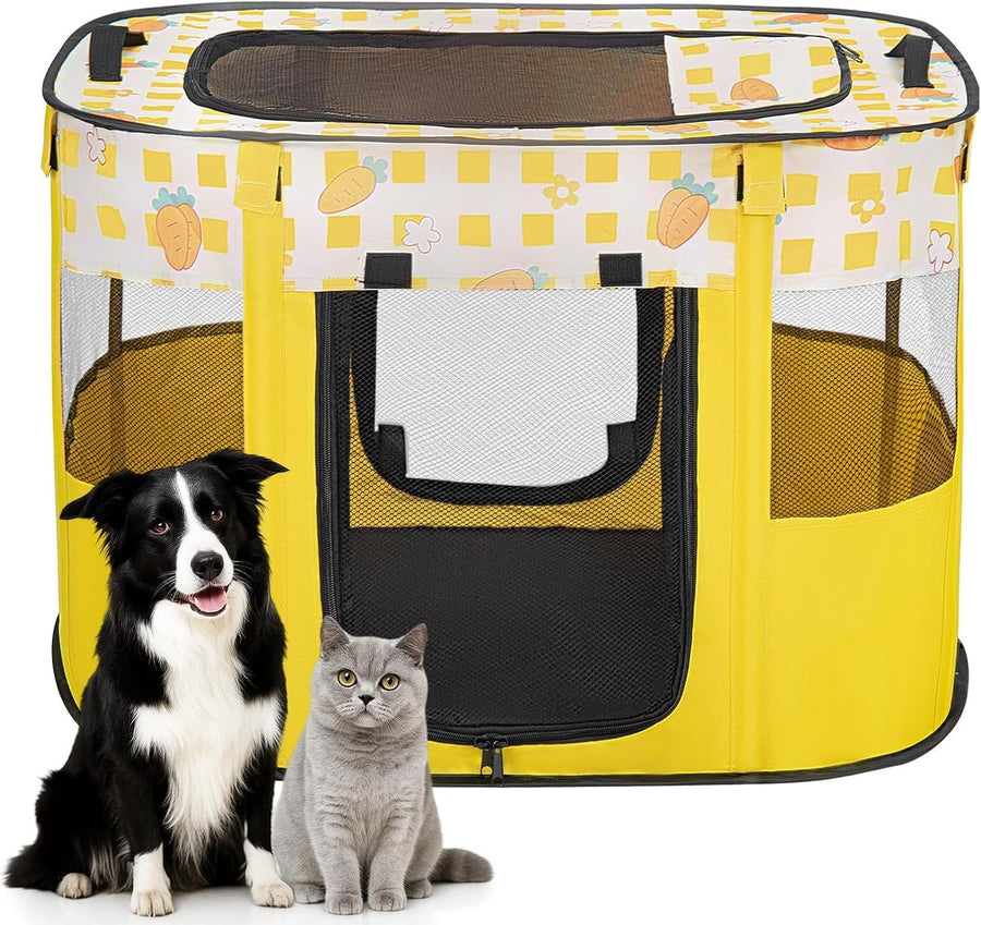 Foldable Pet Playpen Portable Small Dog Cat Crate Indoor Outdoor Travel Cage