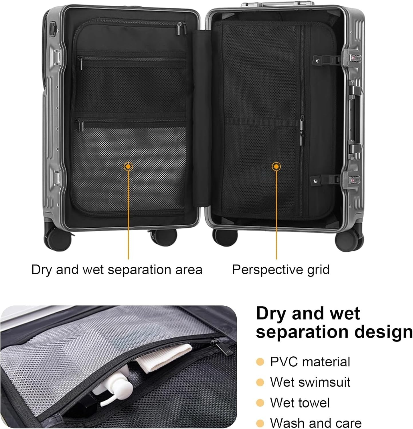 Carry On Luggage 20'' TSA Lock PC Hard Shell 360° Wheels Airline Approved