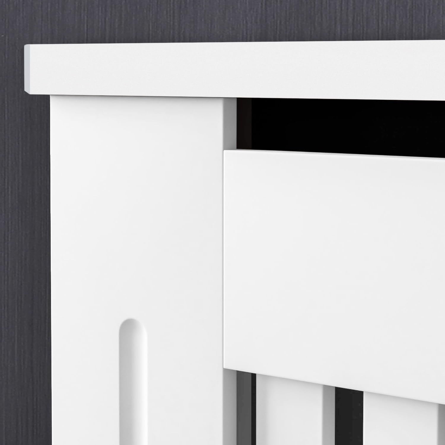 Medium White Radiator Cover | Modern MDF Slatted Cabinet with Shelf