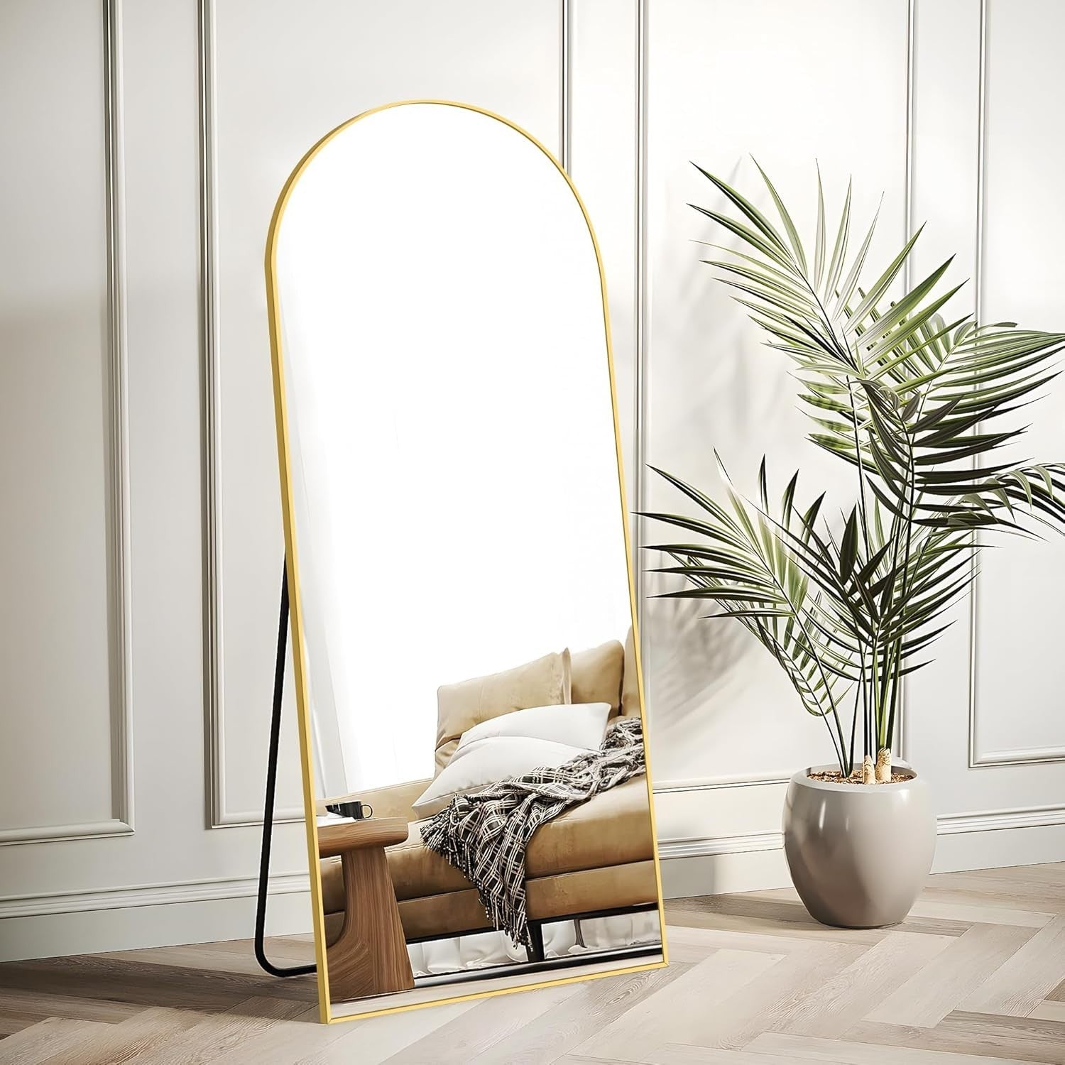 Gold Arch Full Length Mirror 165x60cm Leaning Wall Mirror for Bedroom Hall