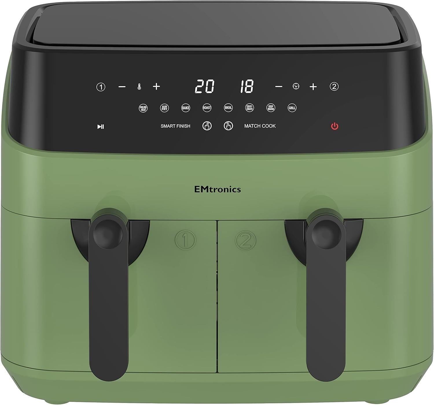 Dual Air Fryer XL 9L Family Size | 8 Presets Healthy Cooking | Sage Green