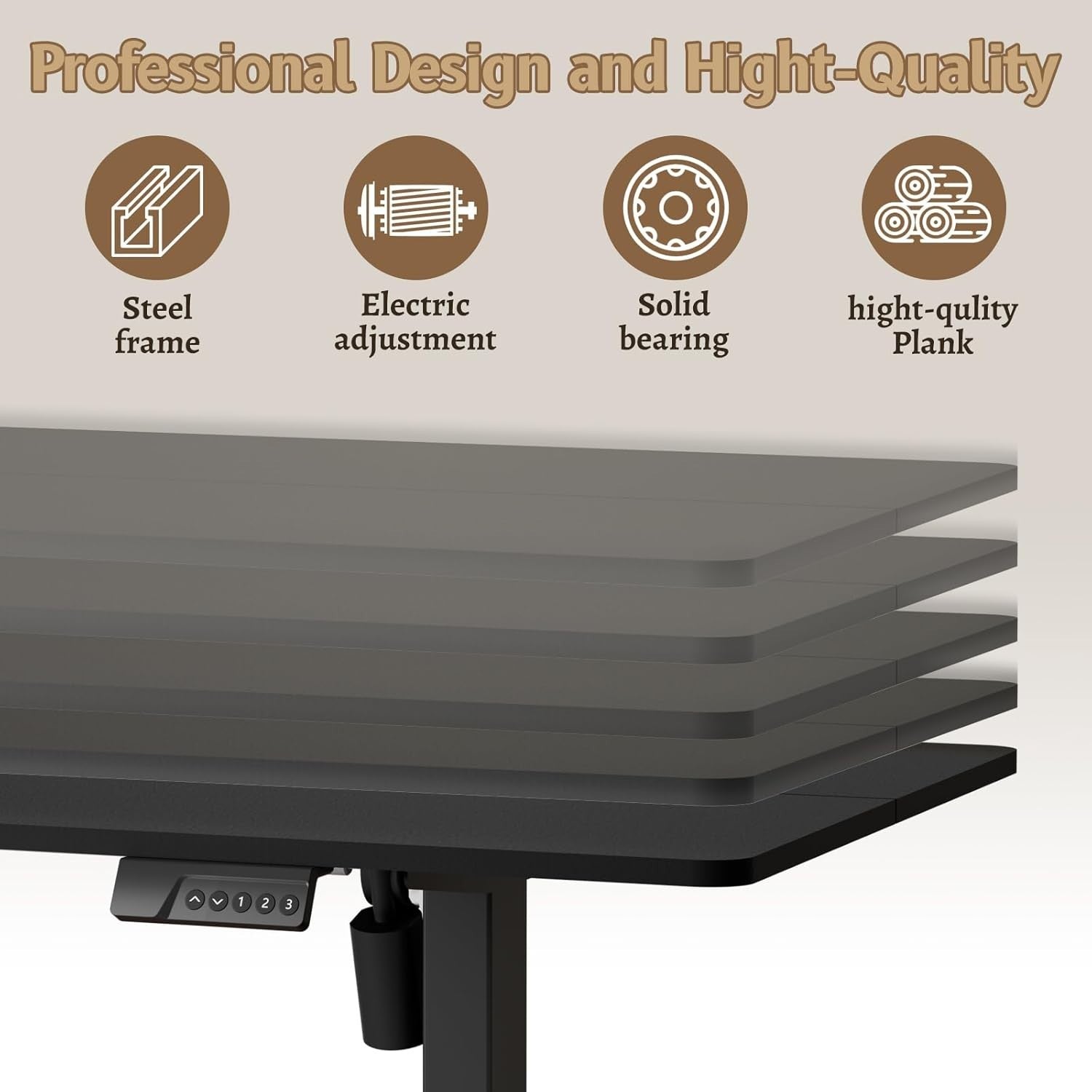 Adjustable Electric Standing Black Desk 140x60cm Smart Sit Stand Workstation