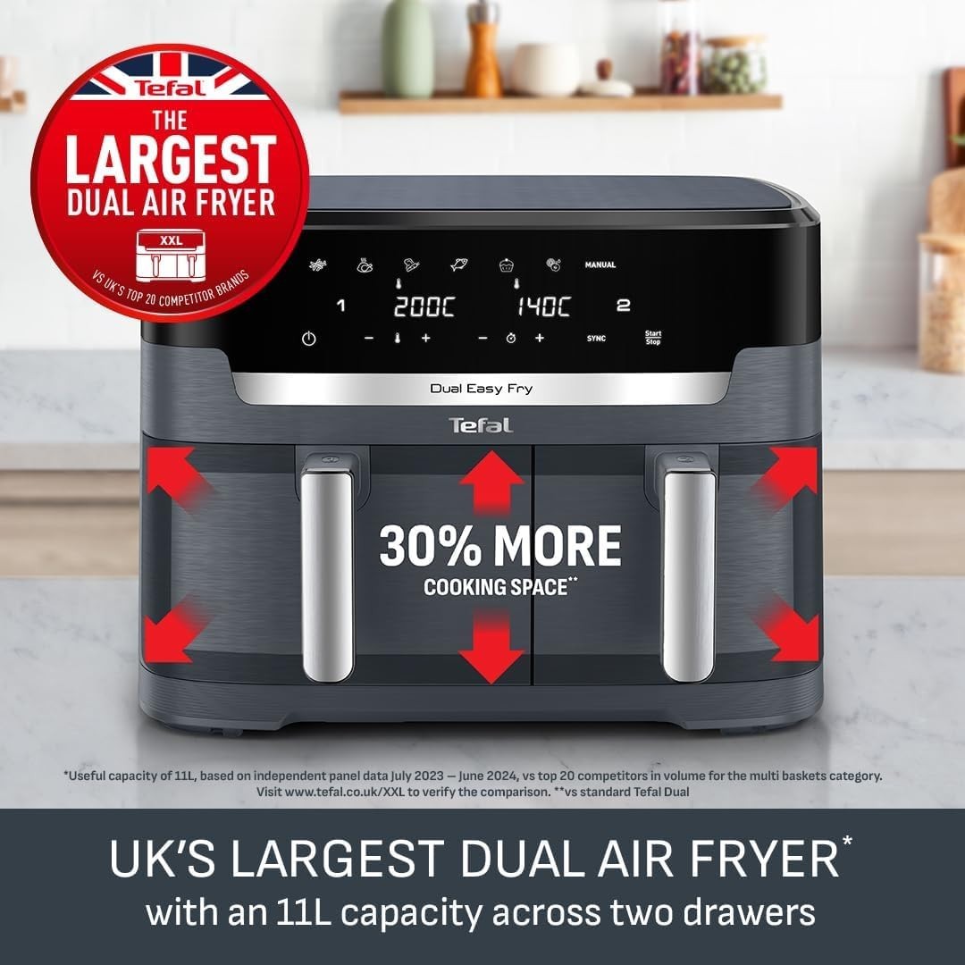 11L XXL Dual Zone Air Fryer Large Capacity Extra Crisp Bake Roast Dehydrate 7