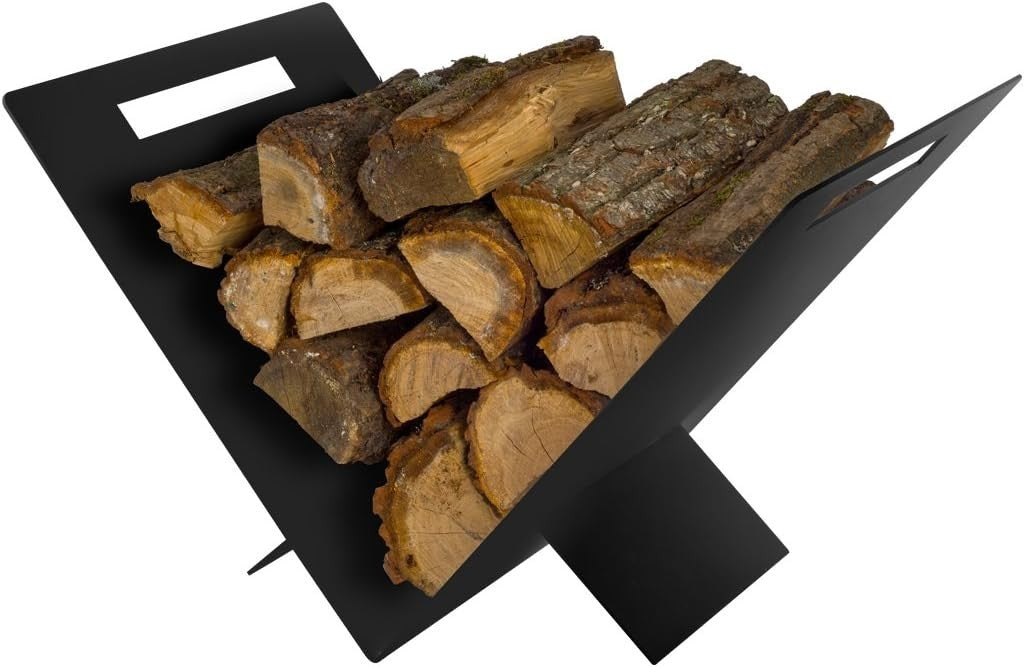 Triangular Steel Firewood Log Basket – Durable, Stylish Wood Holder for Fireplac