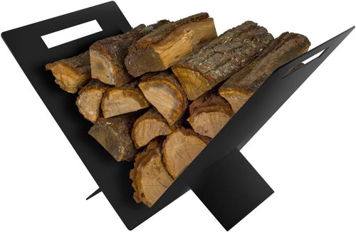 Triangular Steel Firewood Log Basket – Durable, Stylish Wood Holder for Fireplac
