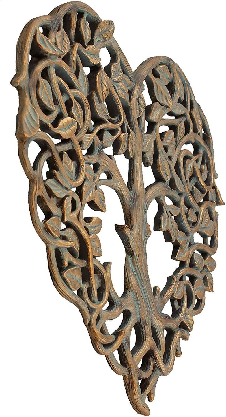 Tree of Life Heart Wall Plaque 12" Rustic Resin Decor