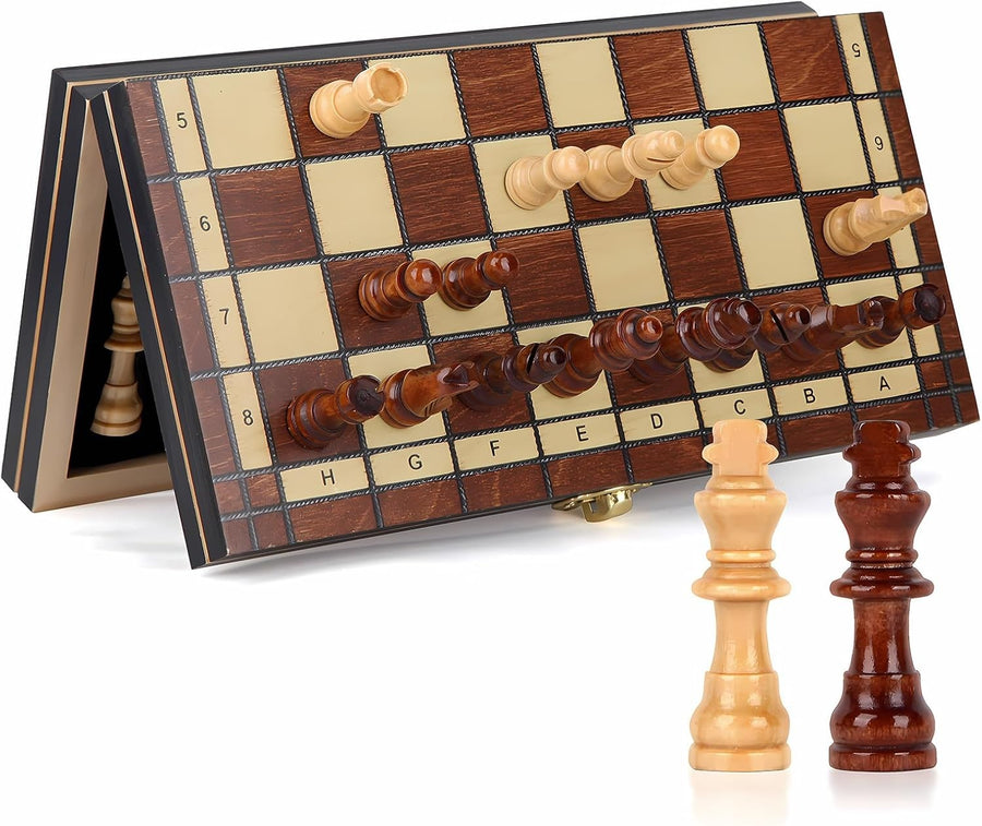 24×12cm Folding Magnetic Wooden Travel Chess Set | Portable Board for Kids & Adu