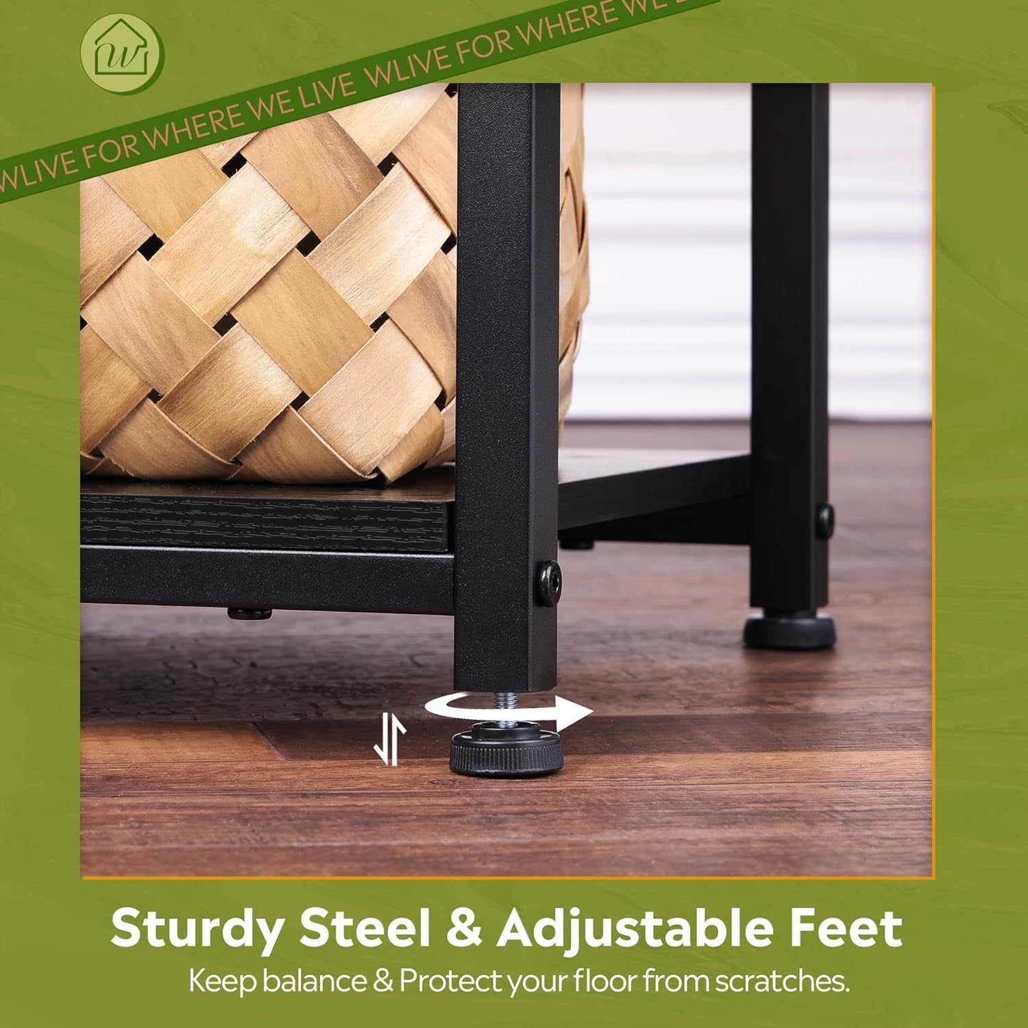 3-Tier Side Table – 56x37x31cm End Table Embossed Black Steel Frame