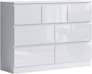 White Gloss 7 Drawer Chest Cabinet Modern Bedroom Storage Dresser