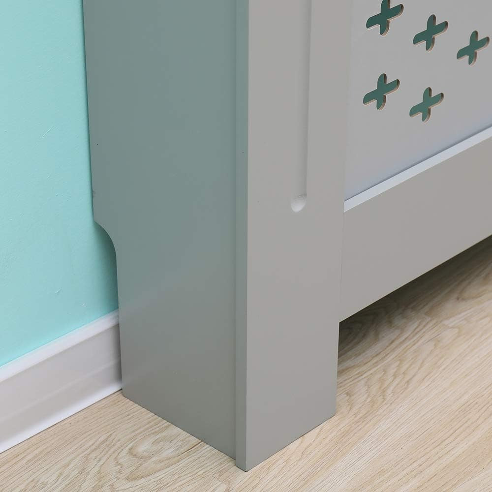 Medium Grey Radiator Cover | Modern MDF Cross Pattern Cabinet