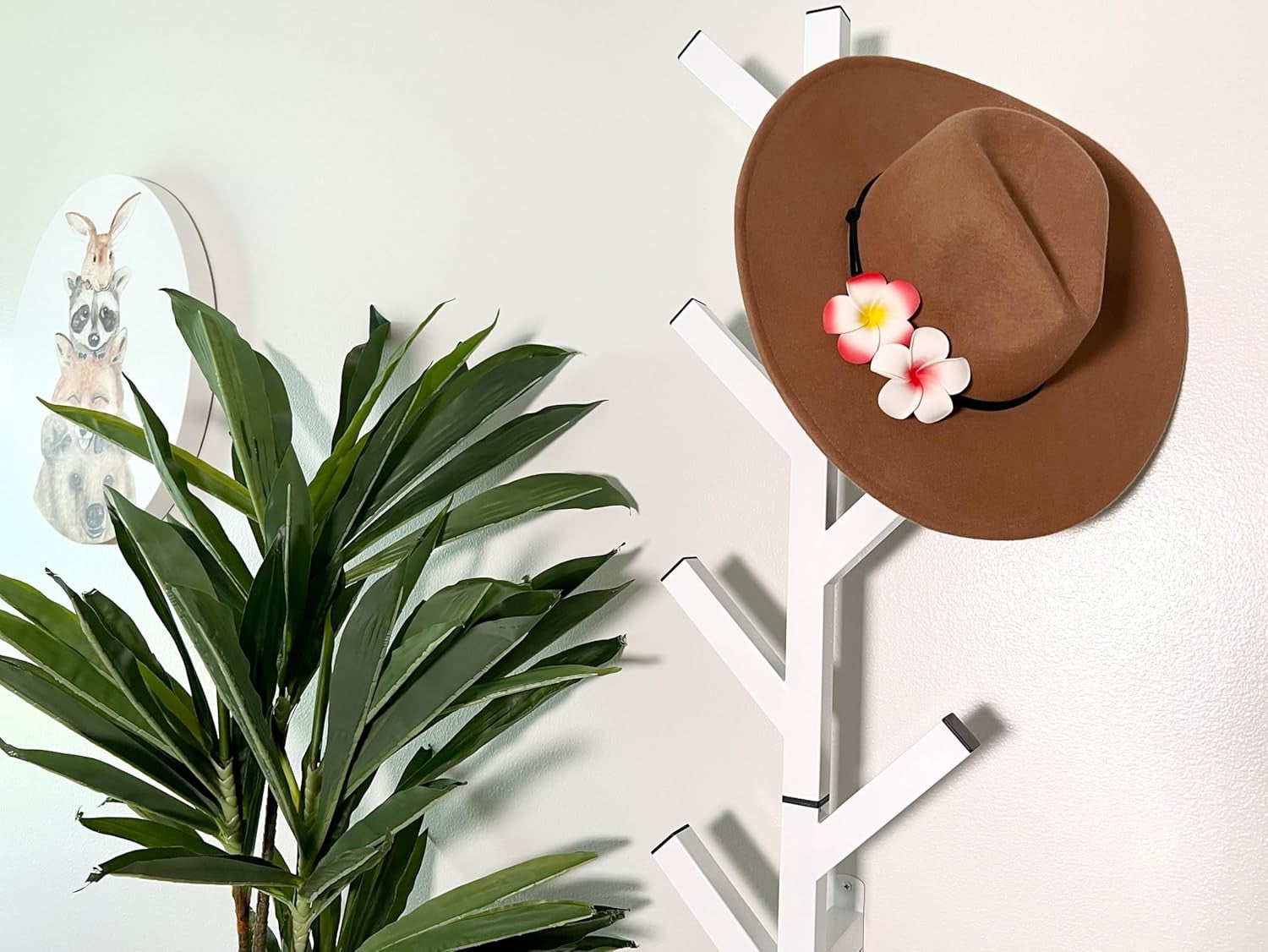 Modern Wall Mounted Coat Rack White – Space Saving Stylish Hat Hanger Organizer