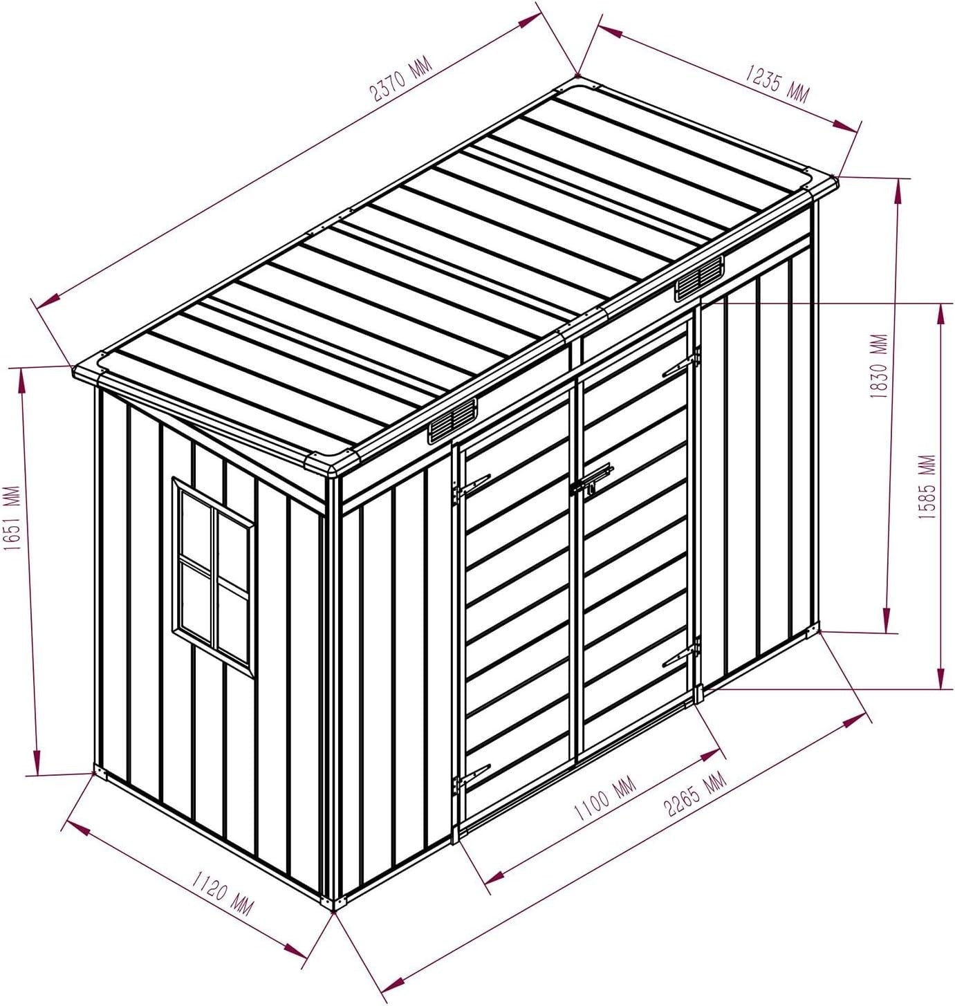 Plastic Garden Storage Shed 7x4FT Outdoor Tool House with Floor & Lockable Doors