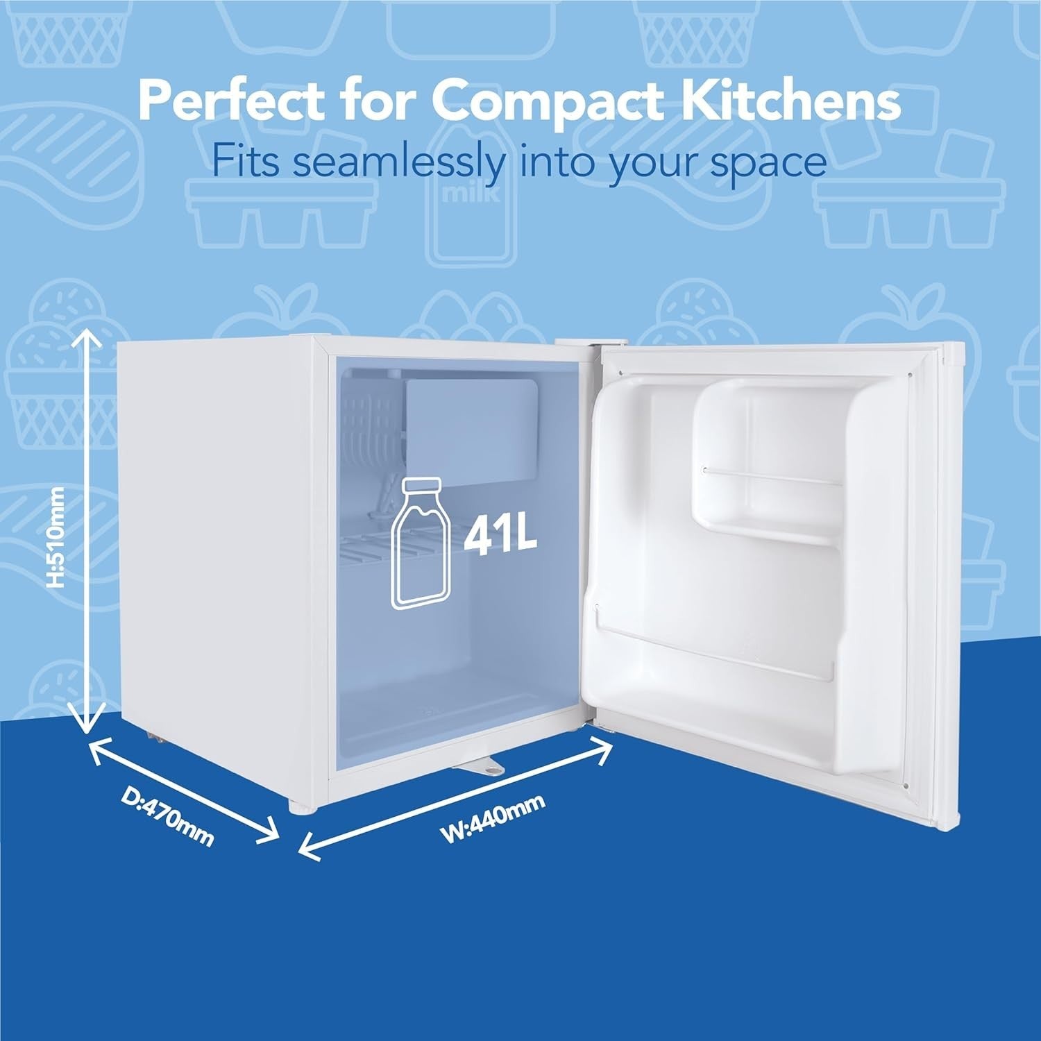 41L Table Top Fridge Lockable Reversible Ice Compartment White