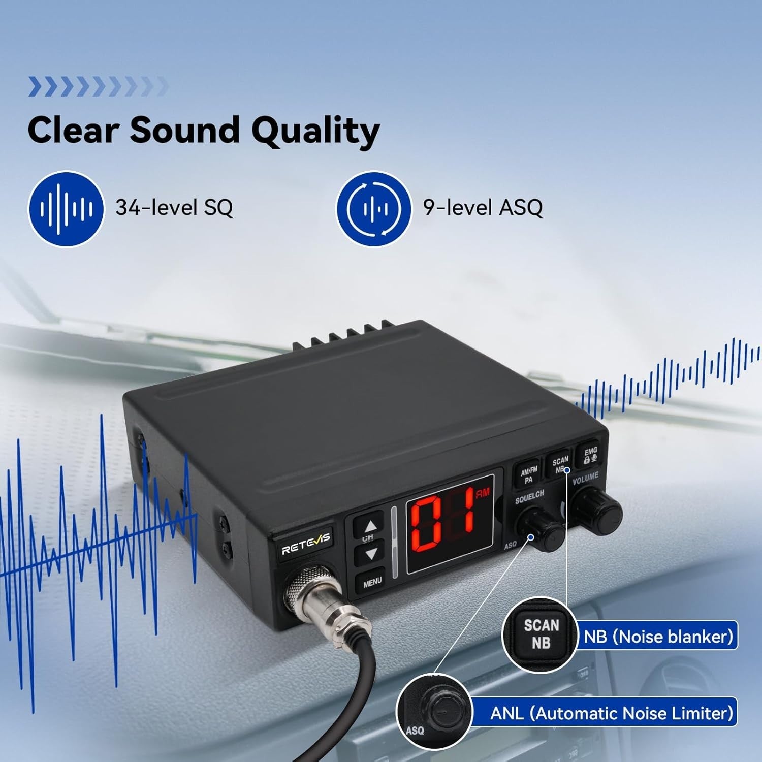 40-Channel CB Radio AM/FM Truck Caravan Off-Road 12/24V VOX PA System