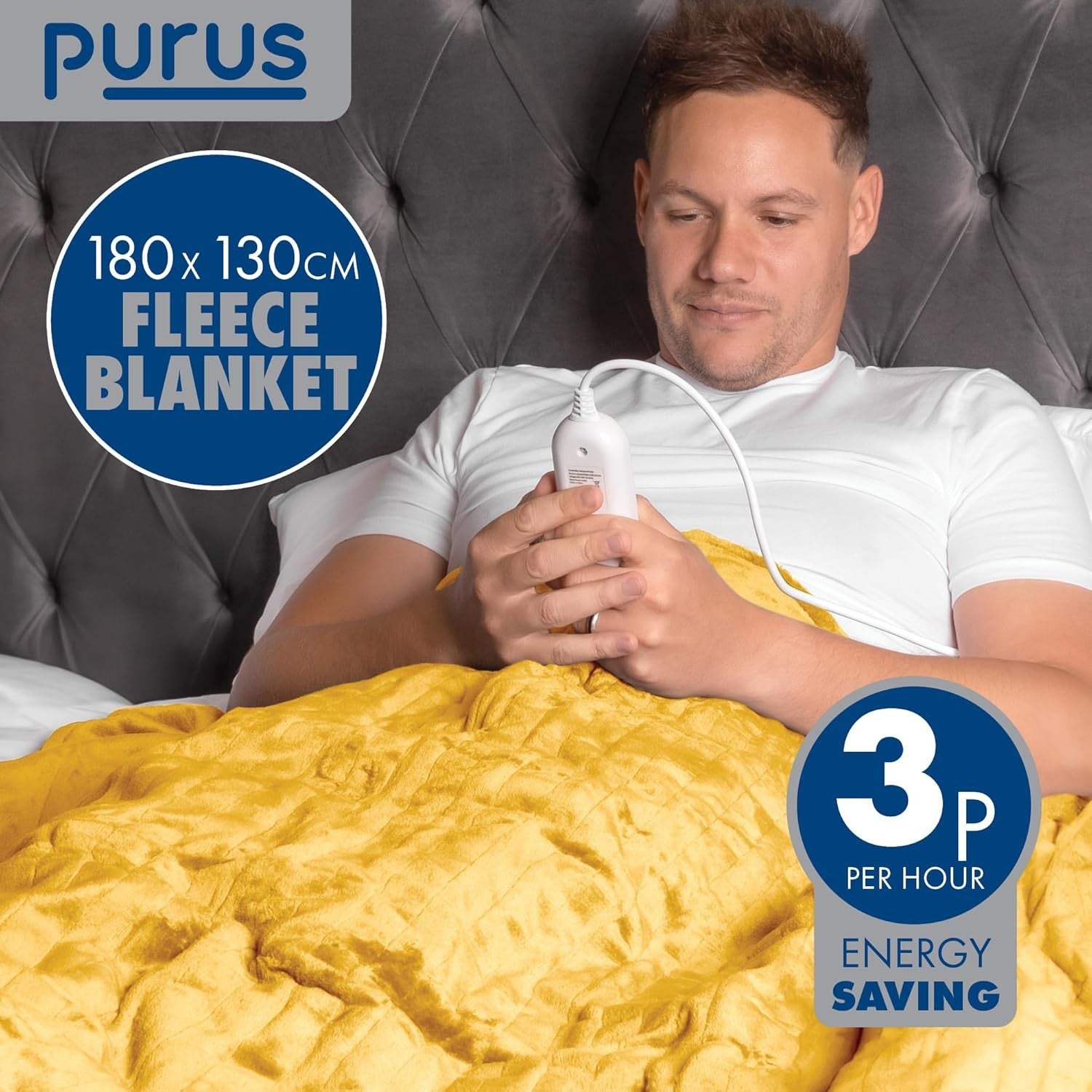 Electric Heated Throw Blanket XL 9 Heat Settings Timer Washable Gold