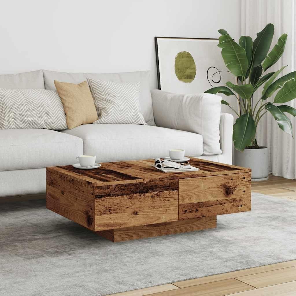 Brown Engineered Wood Coffee Table 90x60x31cm with Storage & Sturdy Design