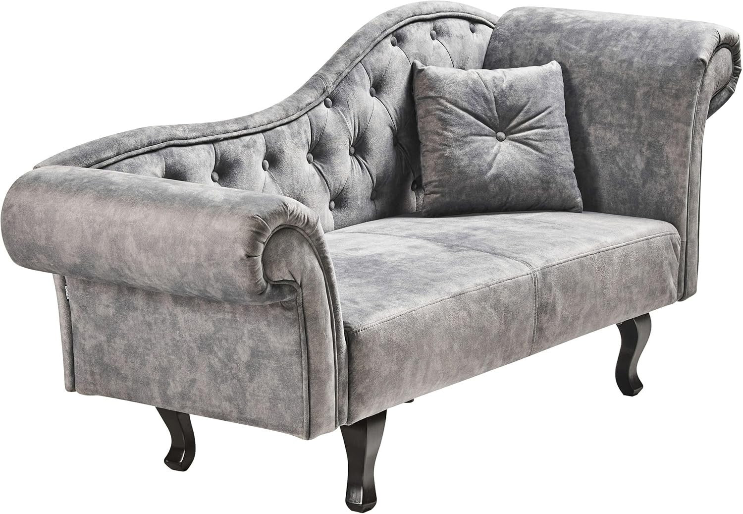 Grey Velvet Retro Chaise Lounge Right Hand | Button Tufted, Stylish Comfort