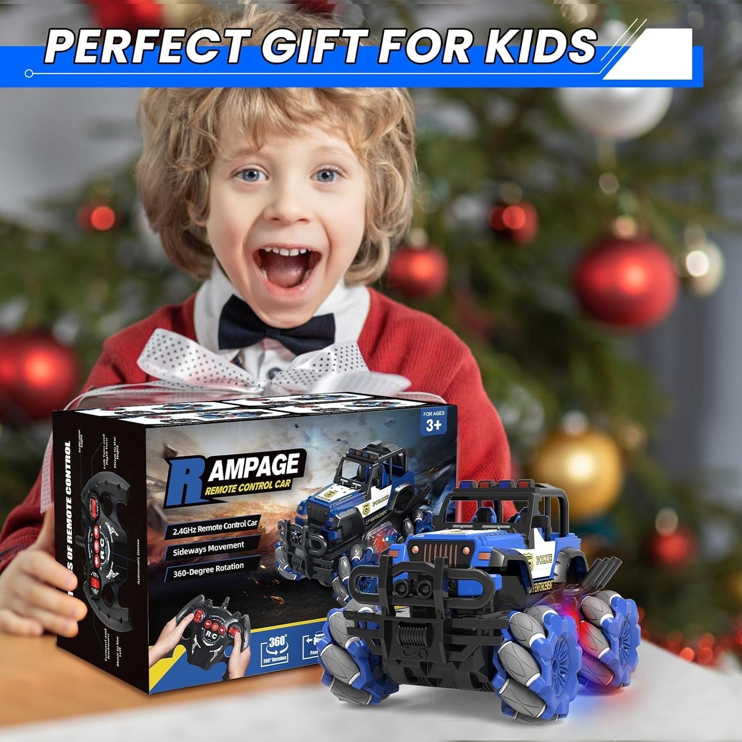 RC Car Remote Control Truck 360° Stunt Drift Toy LED Light All Terrain Gift Kids