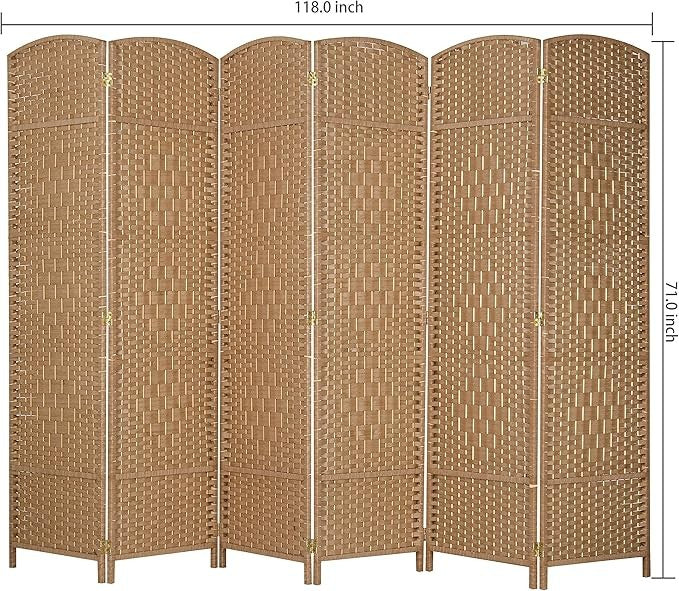 Natural Bamboo 6 Panel Folding Room Divider – Freestanding Privacy Screen
