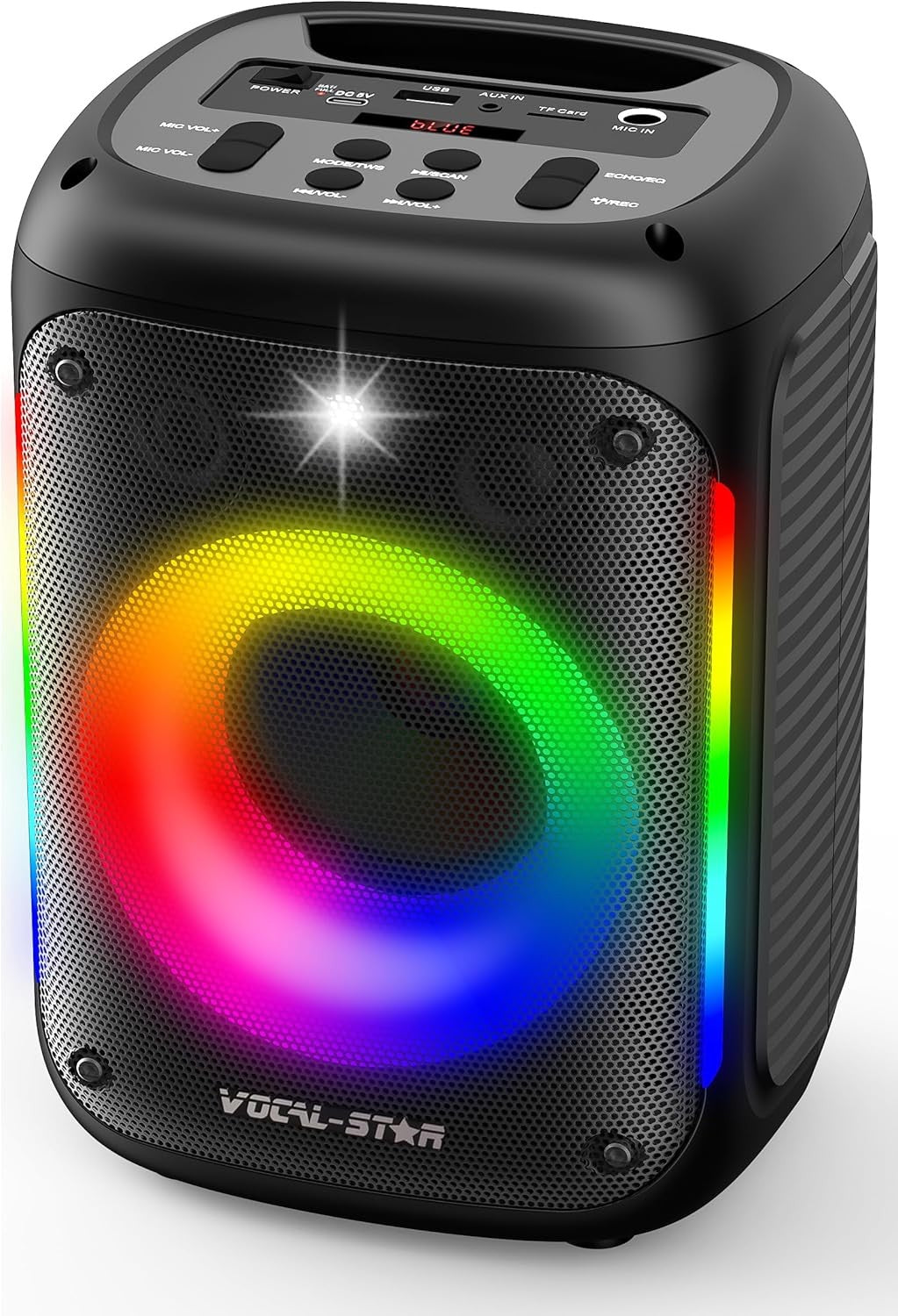 Portable Karaoke Machine 2 Wireless Mics LED Party Speaker for Kids & Adults