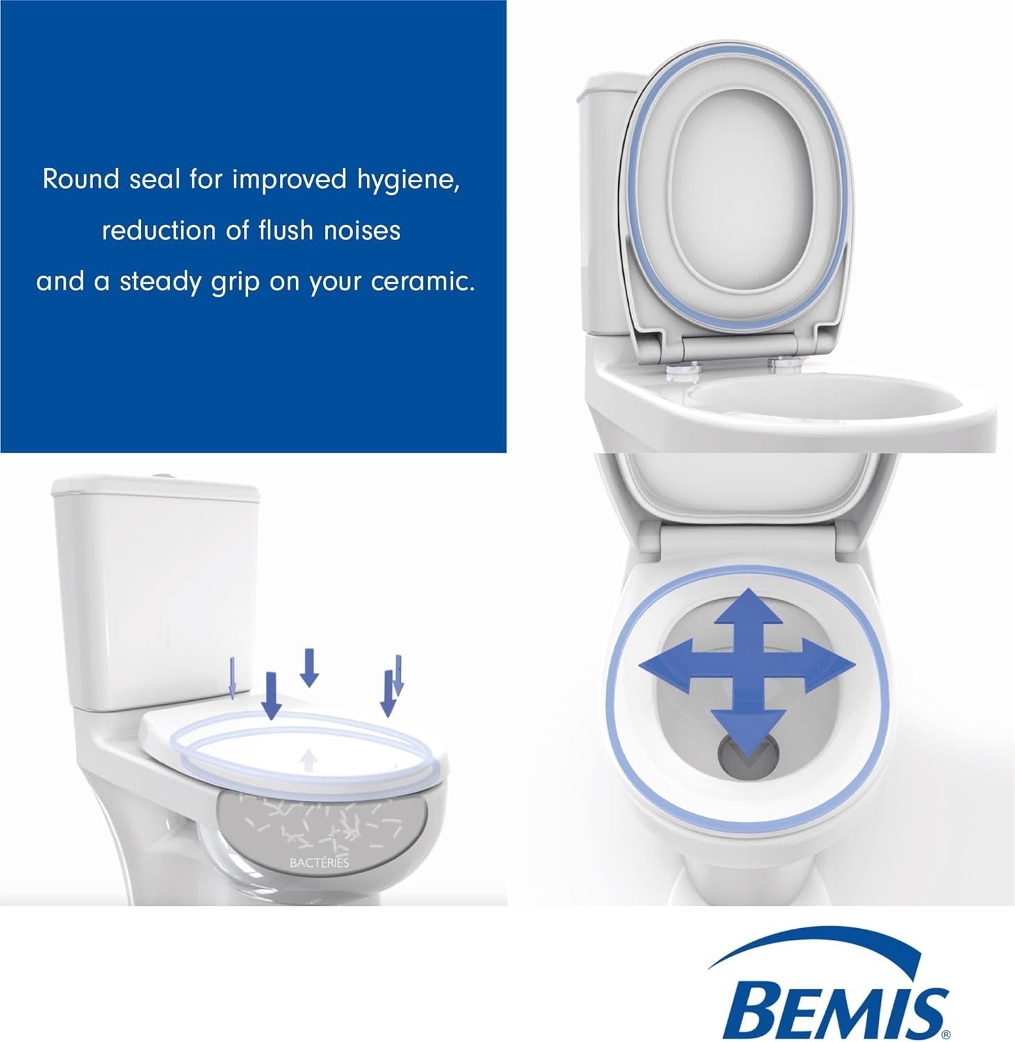 Silent Soft Close Toilet Seat Antibacterial Quick Release White