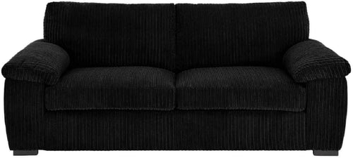 Black Jumbo Cord 3 Seater Sofa Soft Cushions Modern Comfy Lounge Couch